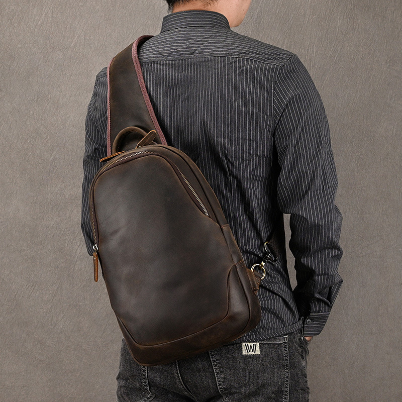 Leather Backpack Vintage - Newsbirds Nhân Quả Ngực Túi Da