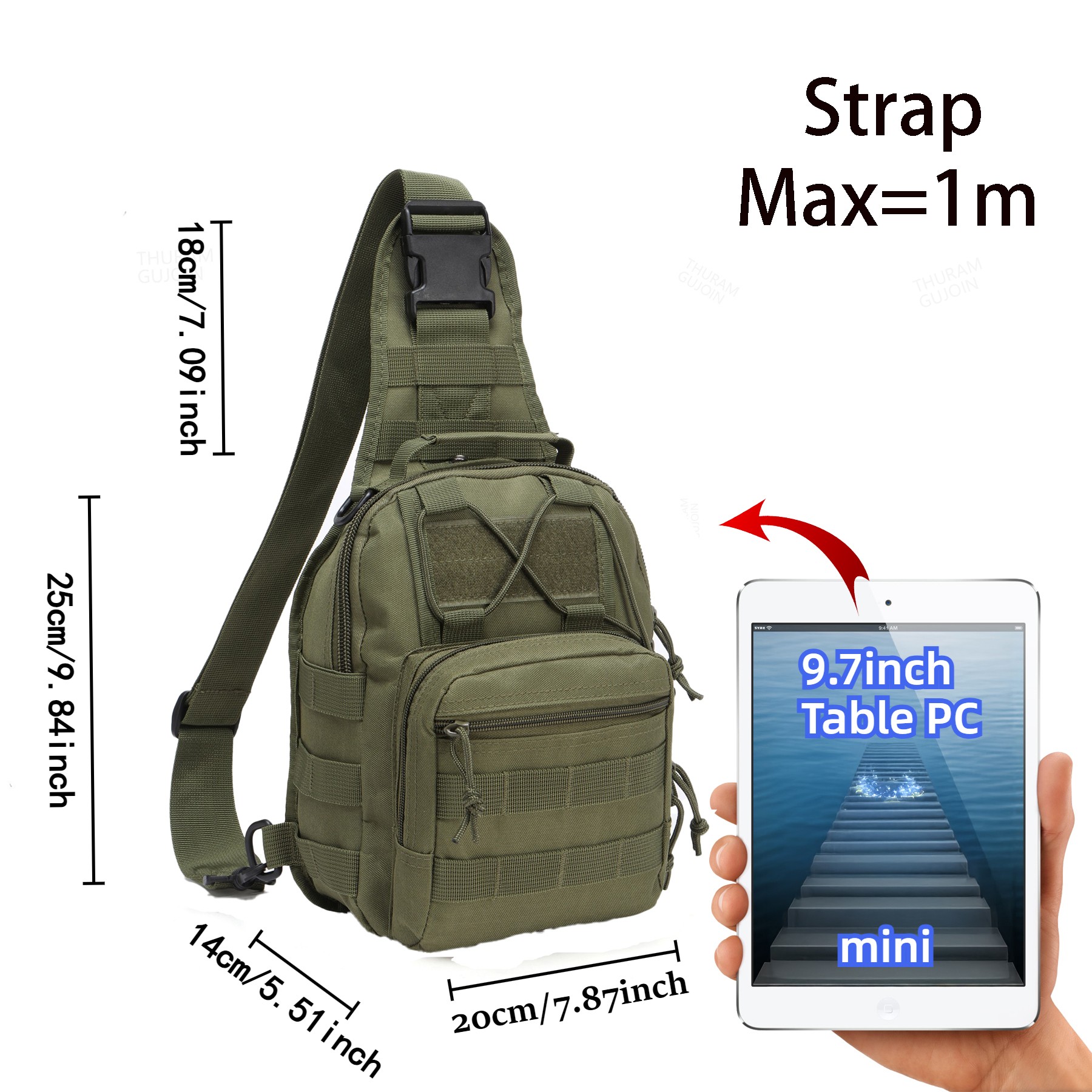 THURAM Outdoor Tactical Bag Ba - đánh giá và giá Sling Backpack Shoulder