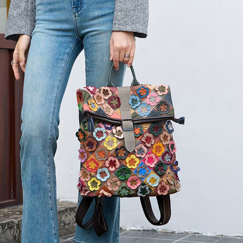 Vintage Women Genuine Leather  - đánh giá và giá Fashion Backpack Women