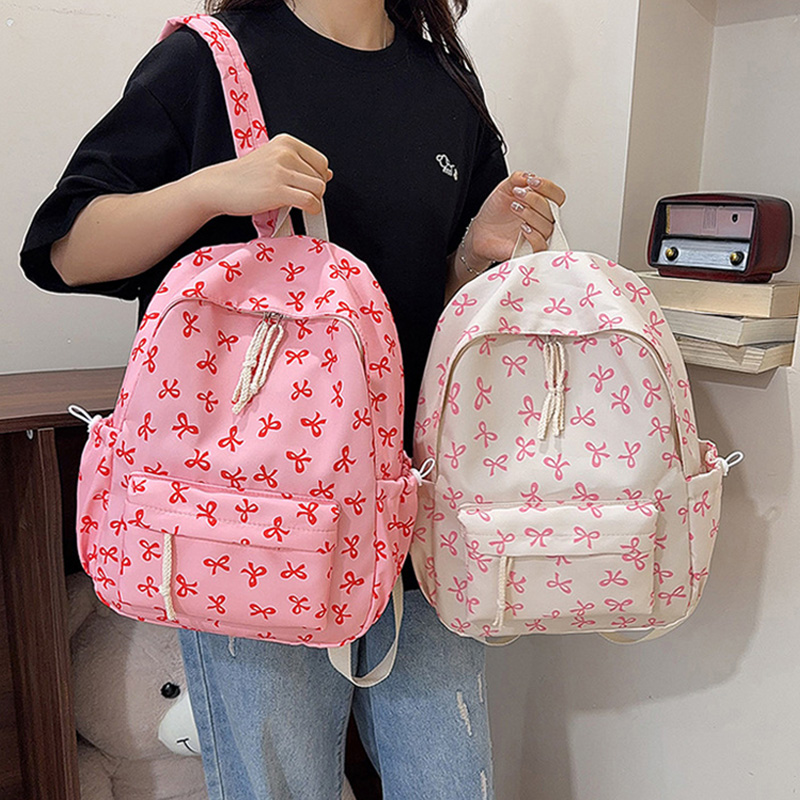 Cute Bow Print Backpack Nylon  - đánh giá và giá School Backpack Teen