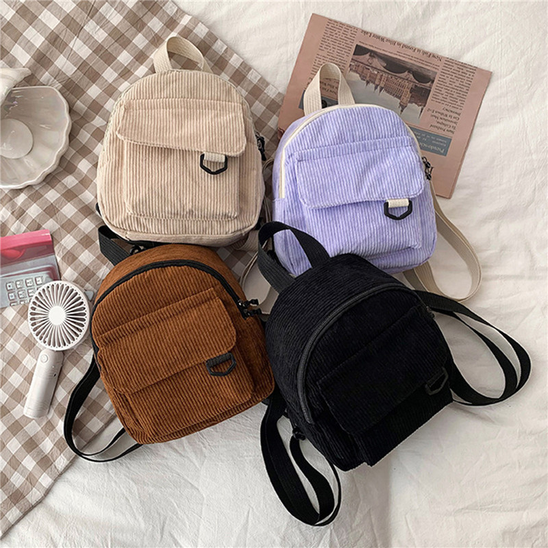 Solid Color Mini Backpack Cord - đánh giá và giá Fashion Backpack Women