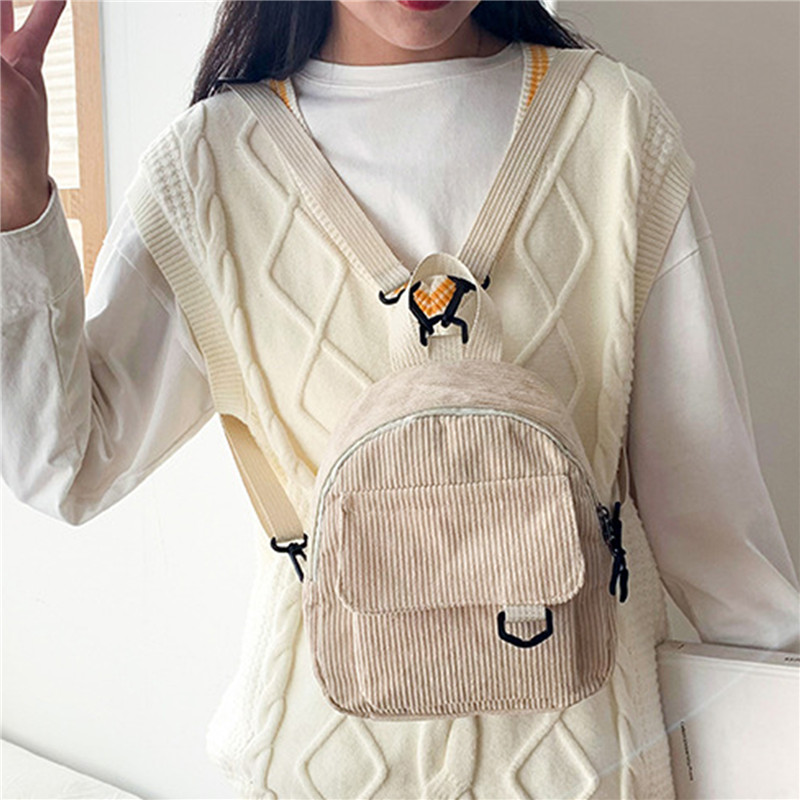 Solid Color Mini Backpack Cord - đánh giá và giá Fashion Backpack Women