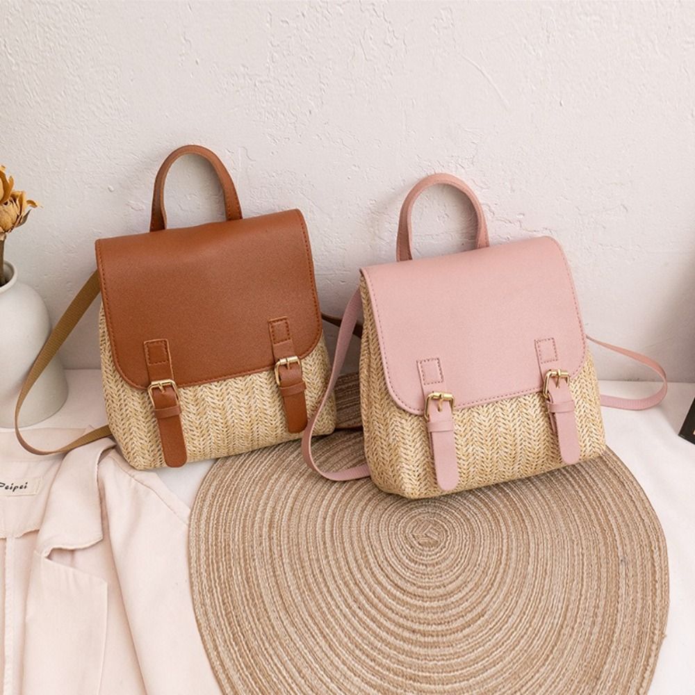 Fashion PU Leather Straw Backp - đánh giá và giá Leather Backpack Vintage