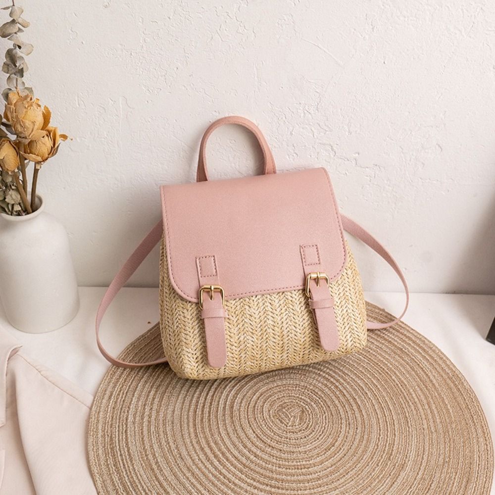 Fashion PU Leather Straw Backp - đánh giá và giá Leather Backpack Vintage